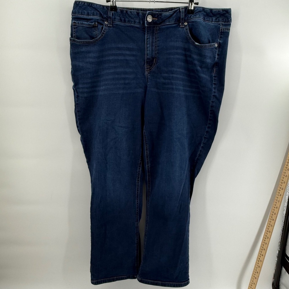 M Jeans by Maurices Womens 22W Reg Mid Rise Straight Leg Dark Wash Blue Denim